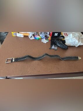 Black Wavy Studded Belt